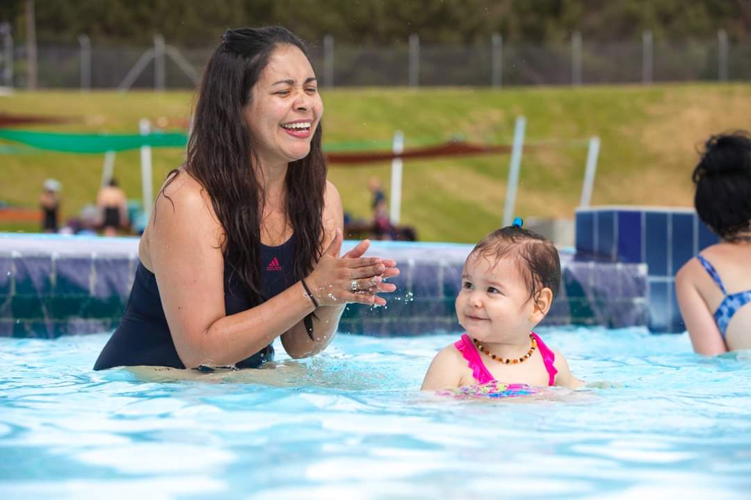Mother and daughter swimming at AC Baths Taupo