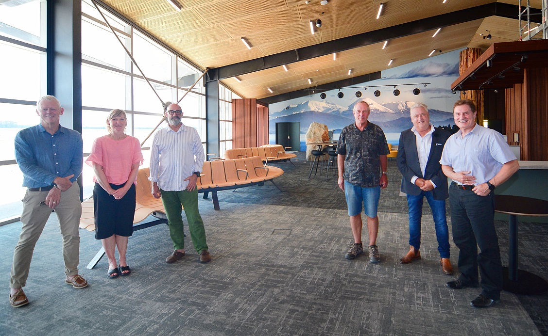 Interior of the new Taupo Airport Terminal with team.  