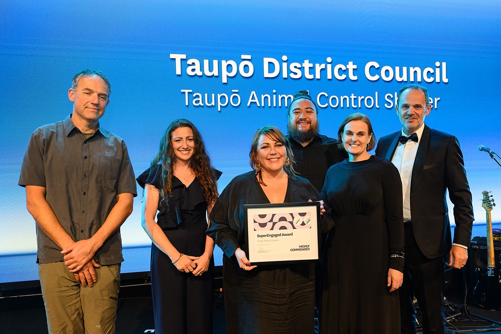 Taupō District Council staff receiving the award.  