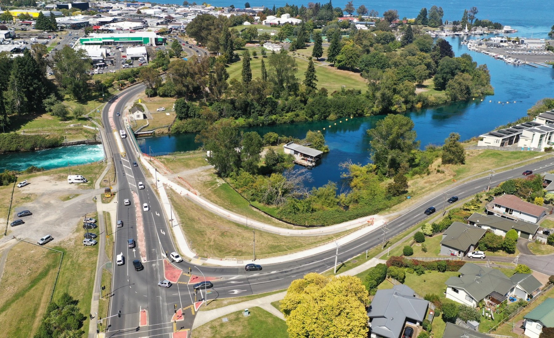 Norman Smith Street and Wairakei Road intersection from above.  