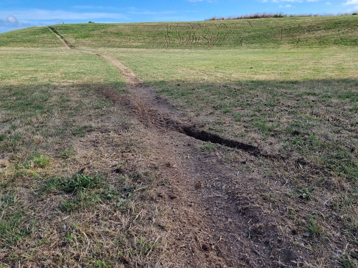 Dirt bike damage at Waipahihi Sportsground.  