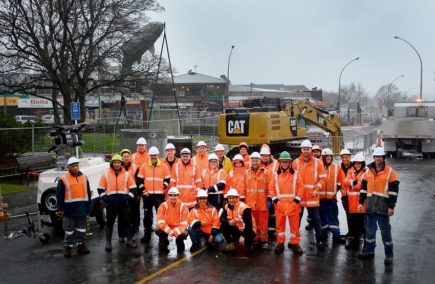 Contractors and council staff at the Lake Terrace work site.  