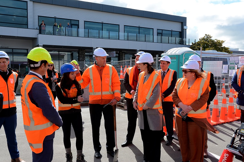 Project team with Prime Minister Jacinda Ardern.  