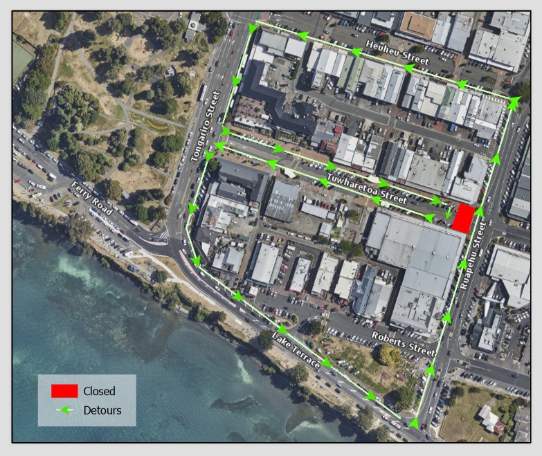 Road closure and detours map.  