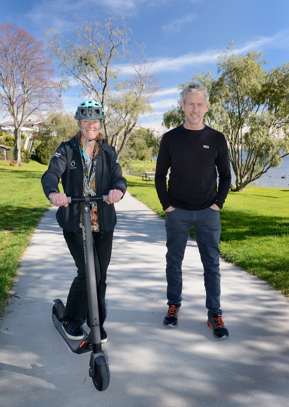 Taupō District Council road safety coordinator Sarah Wraight and landscape architect Fraser Scott. 