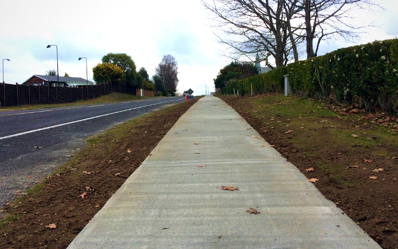 Huka Falls Road path construction underway.  