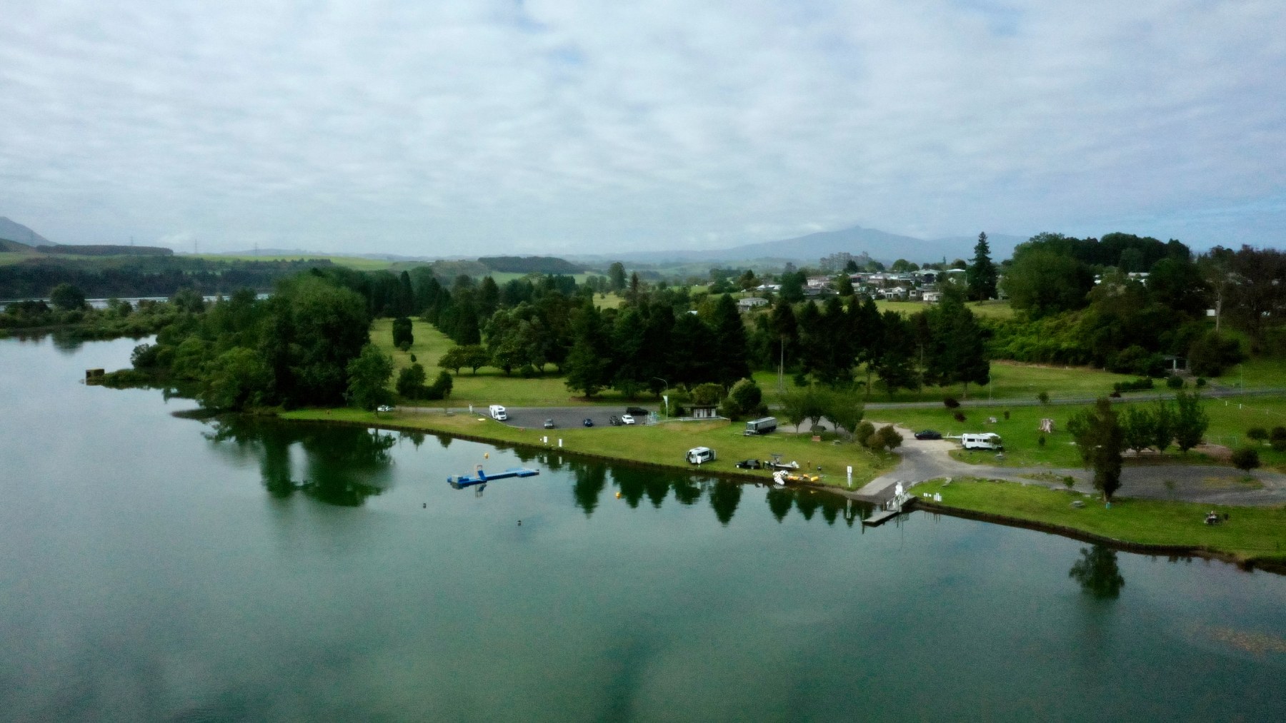 Mangakino lakefront from above.  