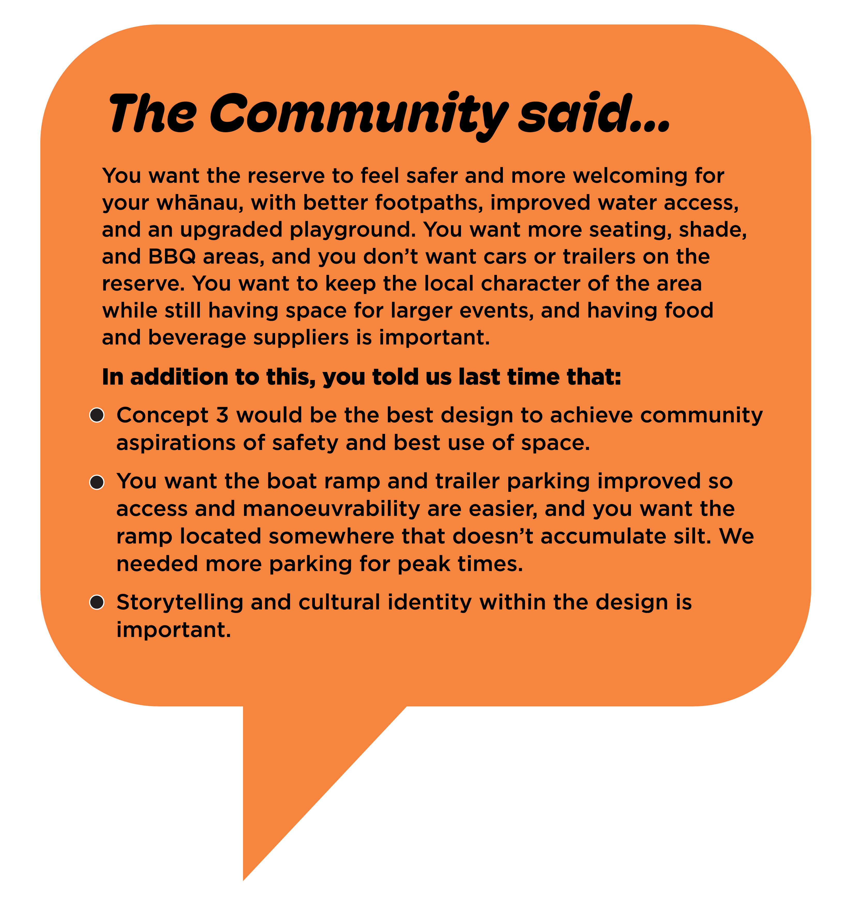 Key points from community feedback.  