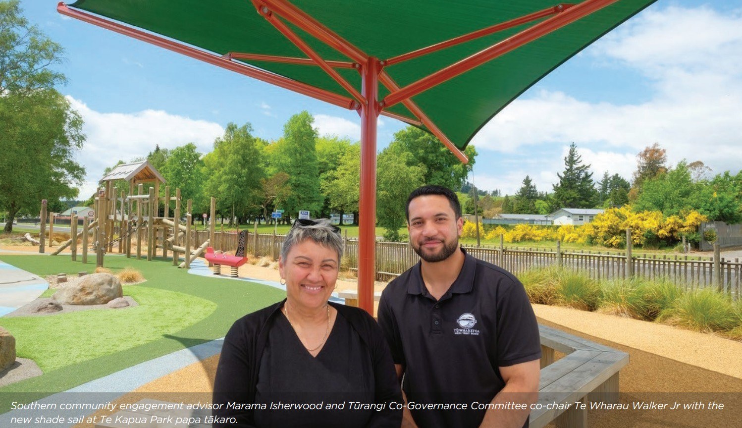 New shade sail installed at Te Kapua Playground.  