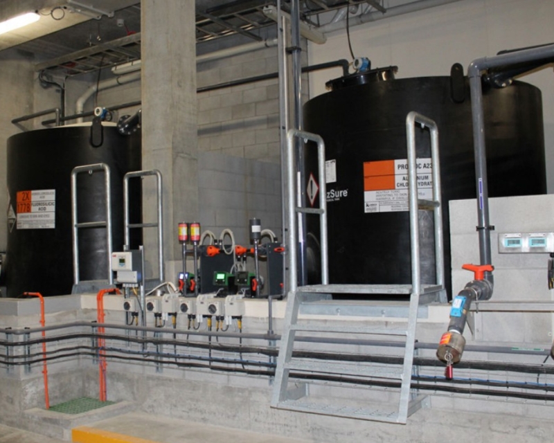 Tanks inside treatment plant
