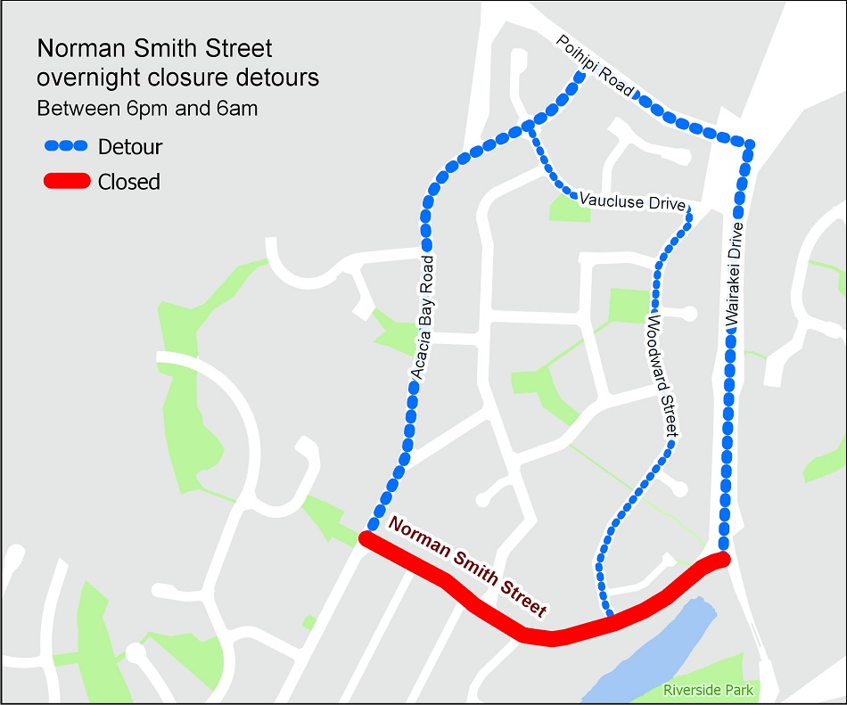 Norman Smith Street closure map.  
