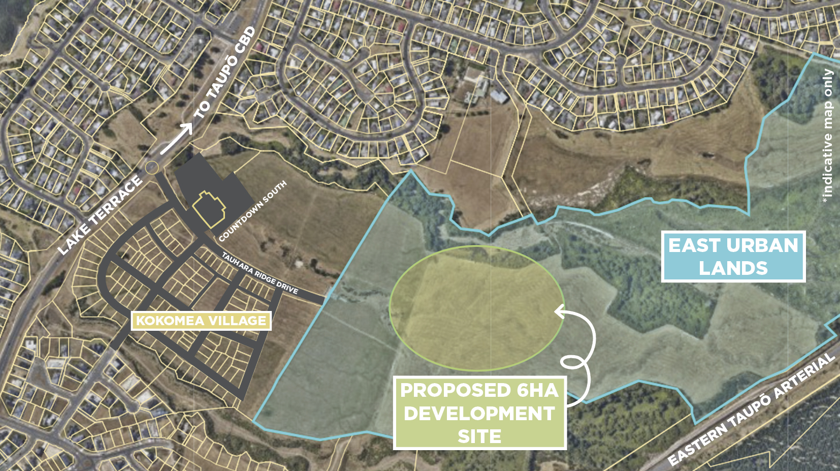 Map of the proposed development area of the East Urban Lands